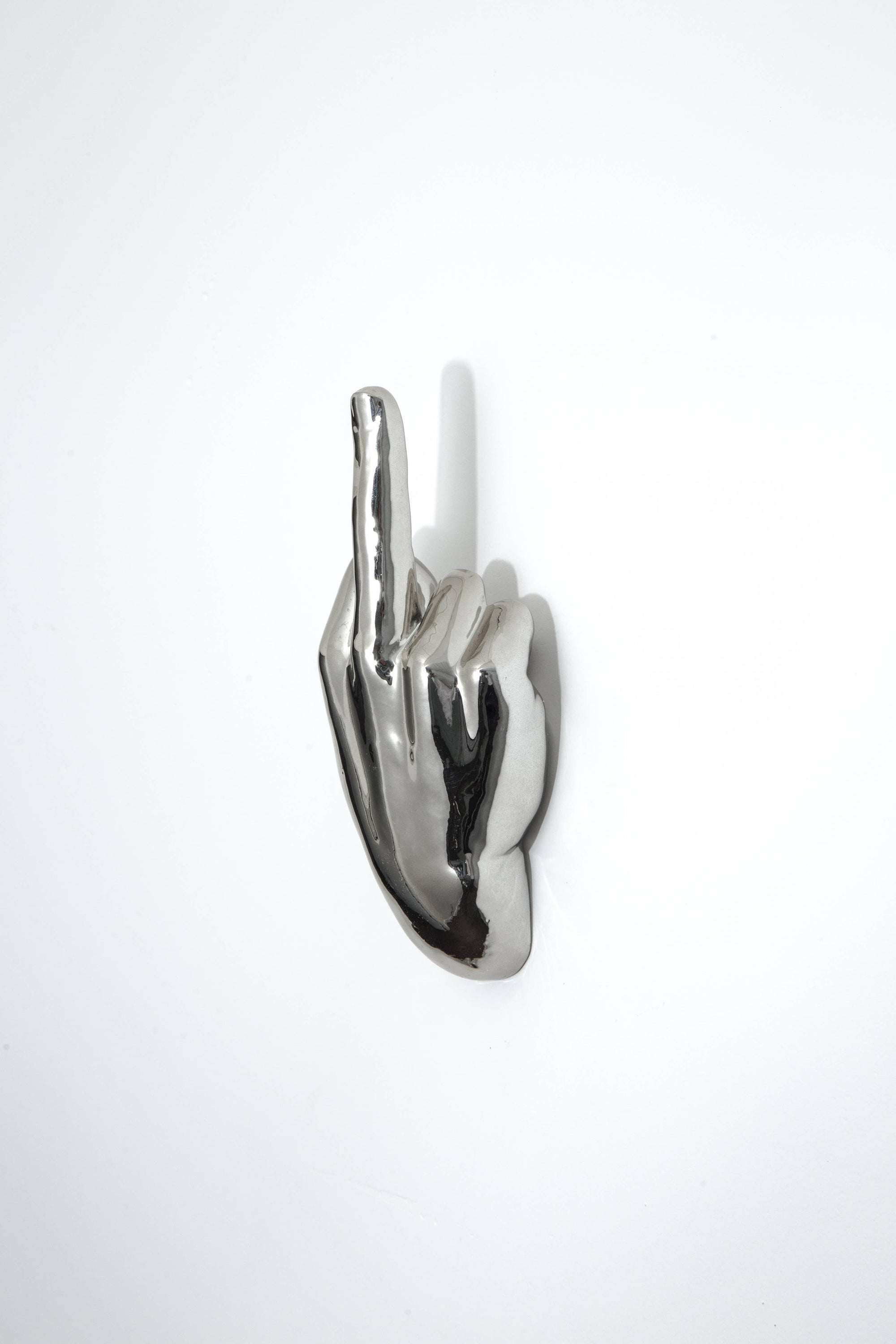 Silver Middle Finger Wall Mount - 7" long