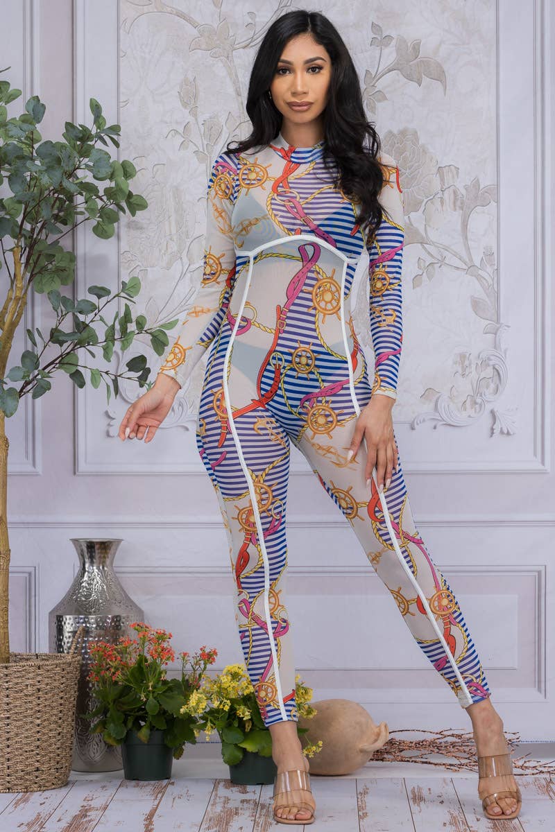 Mesh Long Sleeve Catsuit