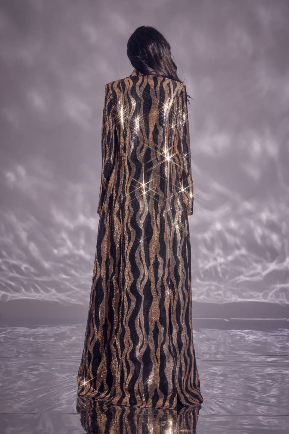 Sequin Zebra Print Jacket Gold/Black