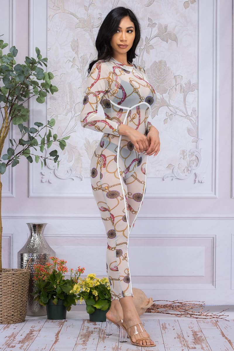 Mesh Long Sleeve Catsuit