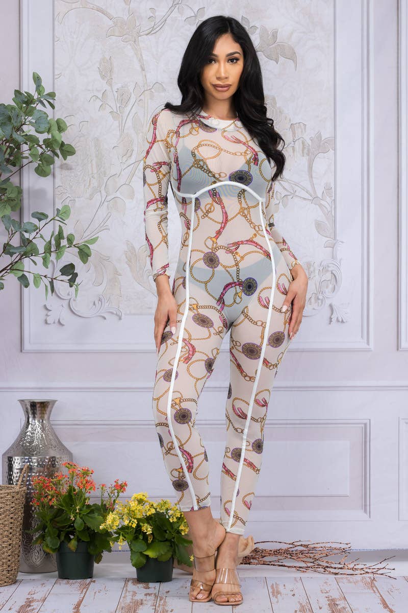Mesh Long Sleeve Catsuit