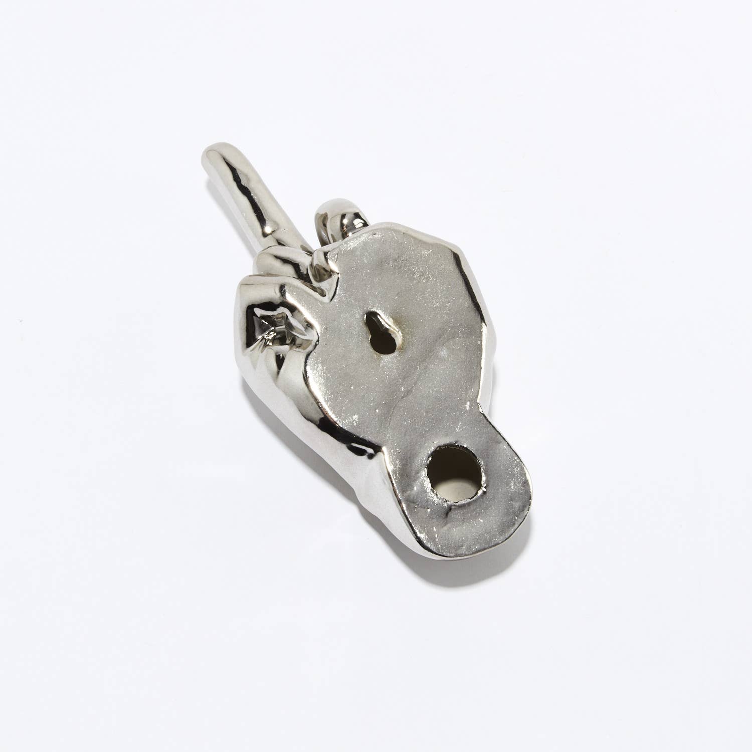 Silver Middle Finger Wall Mount - 7" long