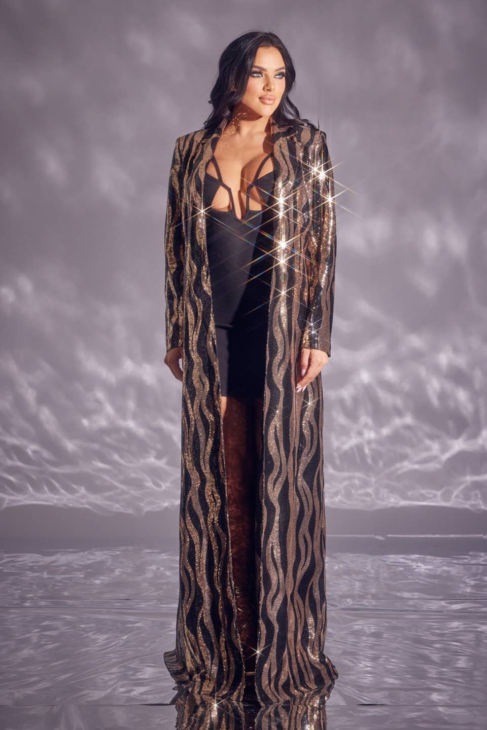 Sequin Zebra Print Jacket Gold/Black