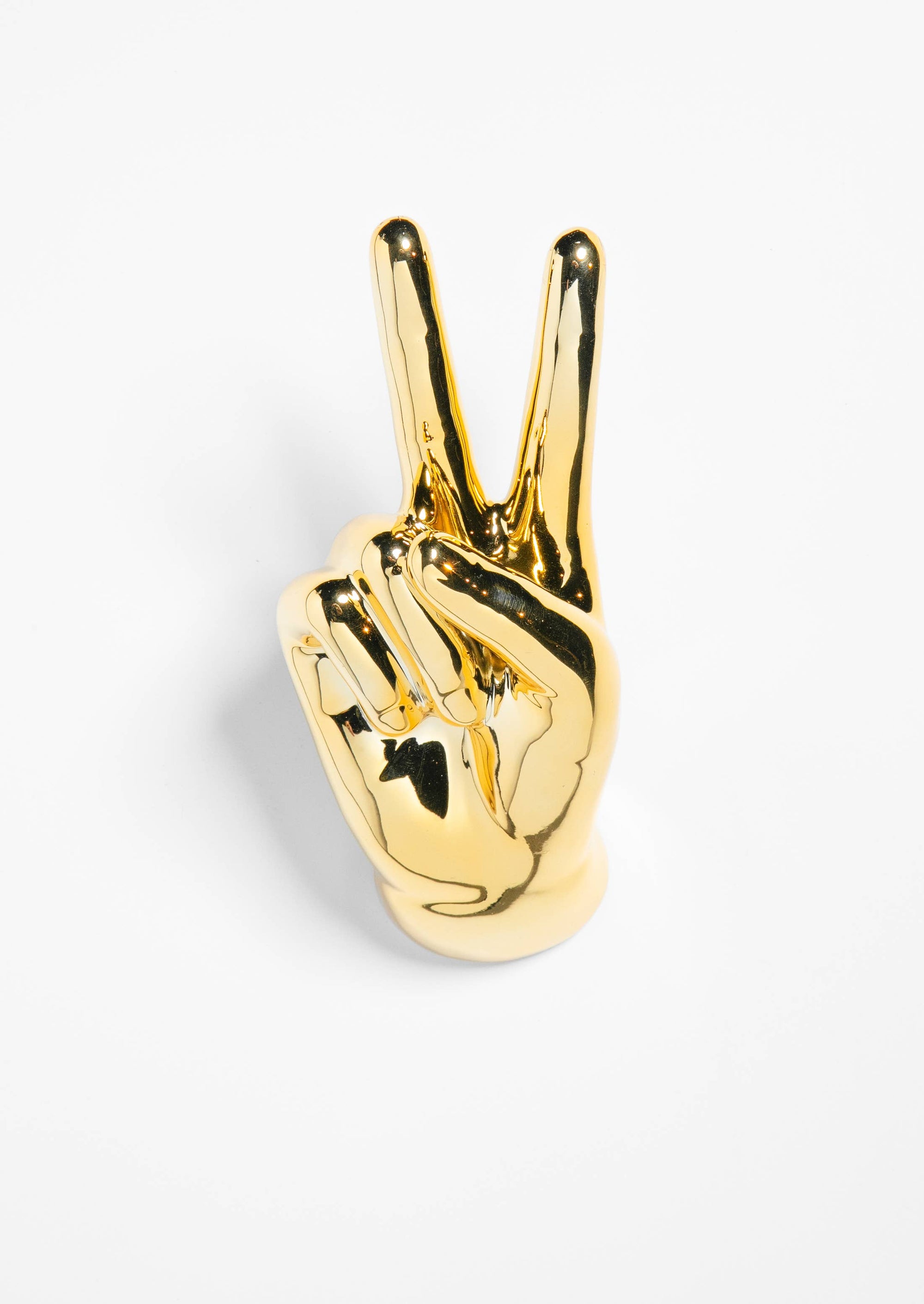 Gold Peace Hand Wall Mounted hook sculpture - 9" tall
