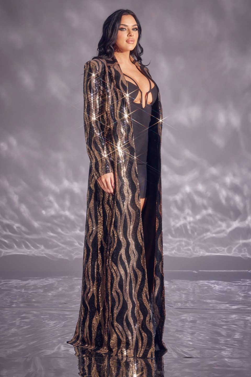 Sequin Zebra Print Jacket Gold/Black