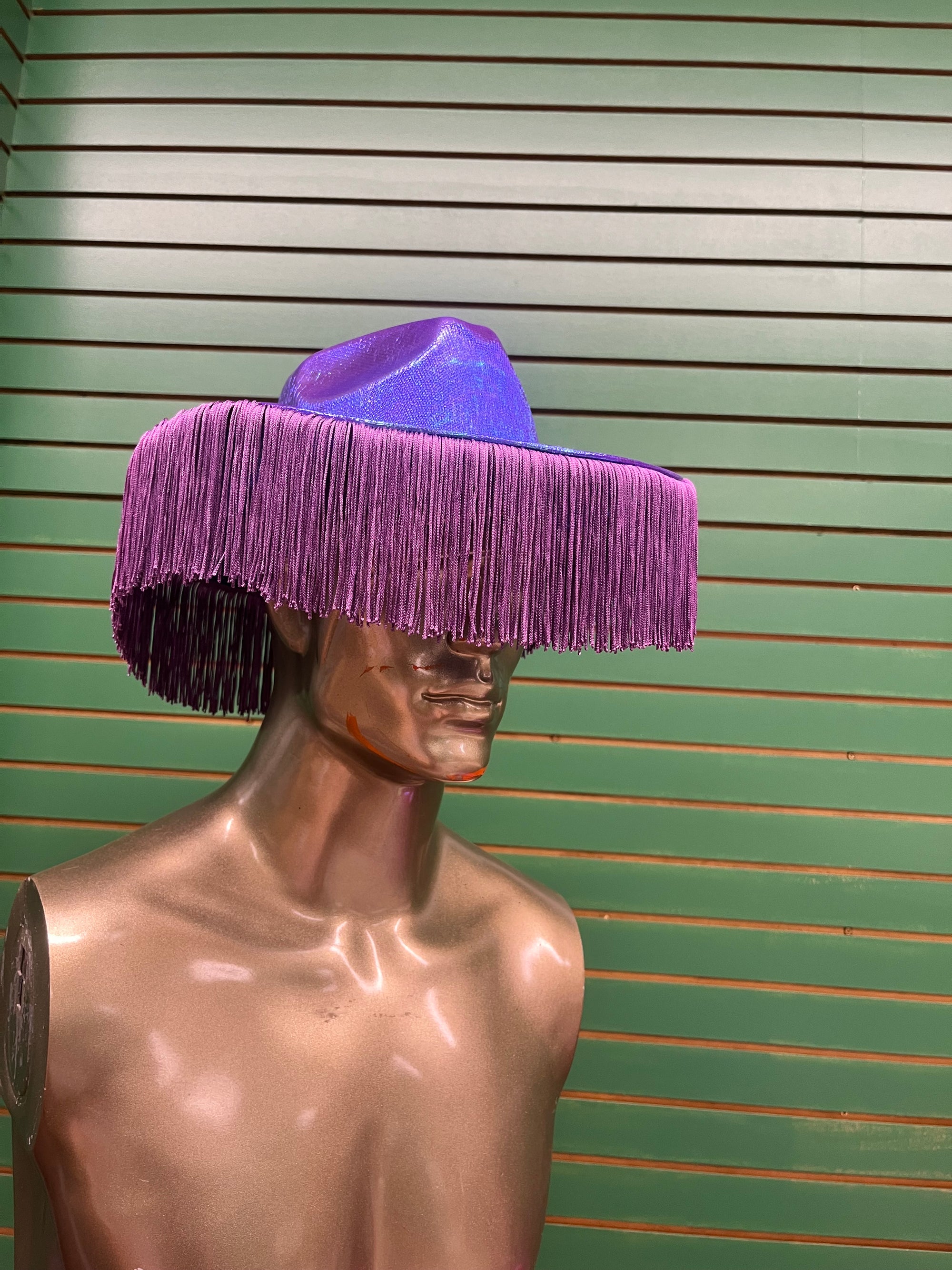 Fringed Iridescent Purple Cowboy Hat