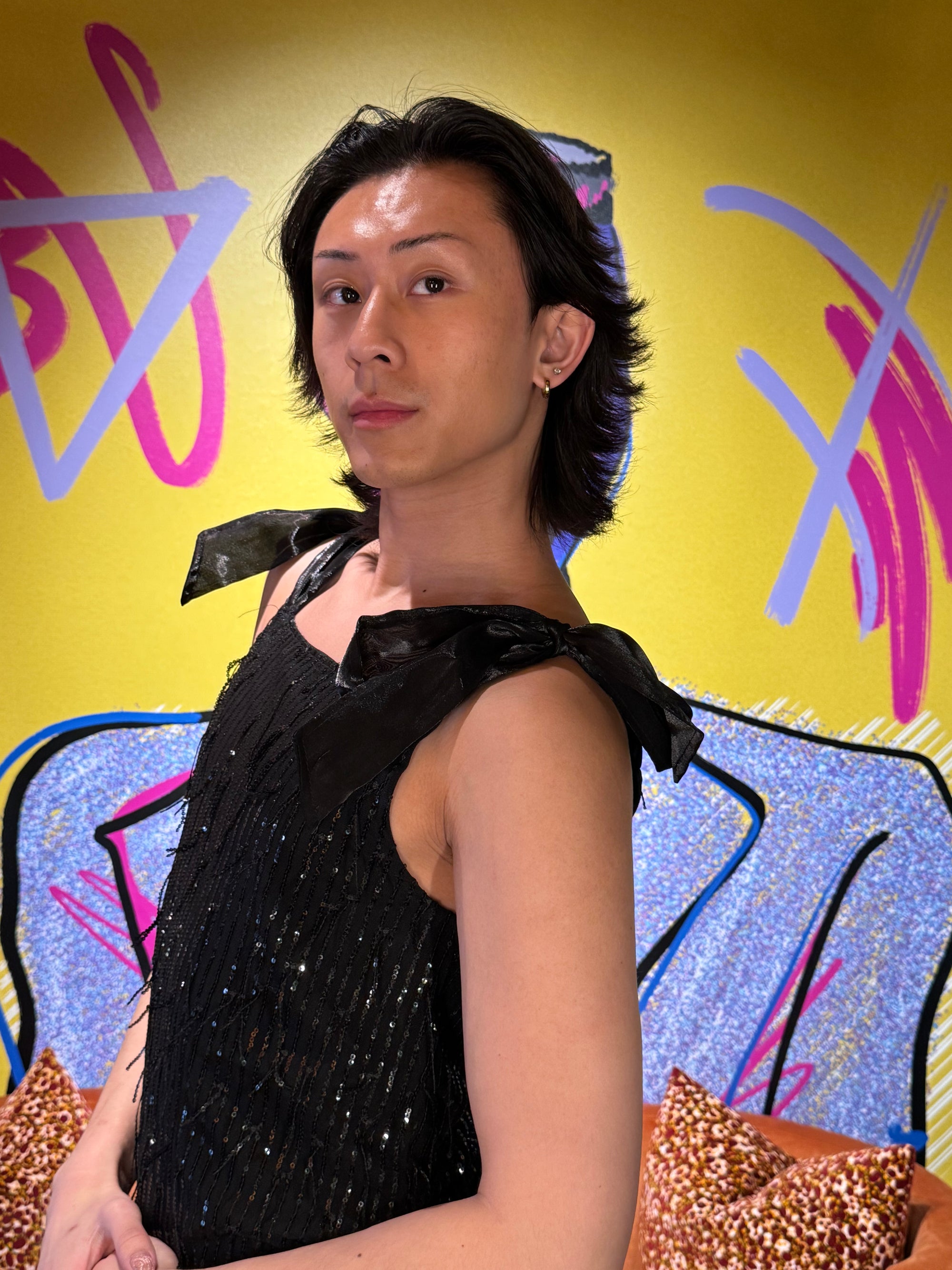 Fang Bow Sequin Tank
