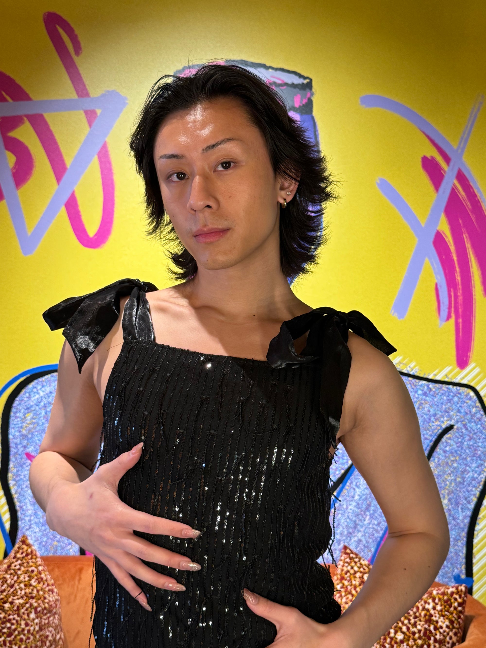 Fang Bow Sequin Tank