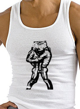 A Tank top of the Famous art by Tom of Finland of a “Leather “ Duo in a very intimate proximity 