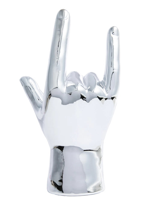 Silver I Love You Hand Tabletop Sculpture - 9" Tall