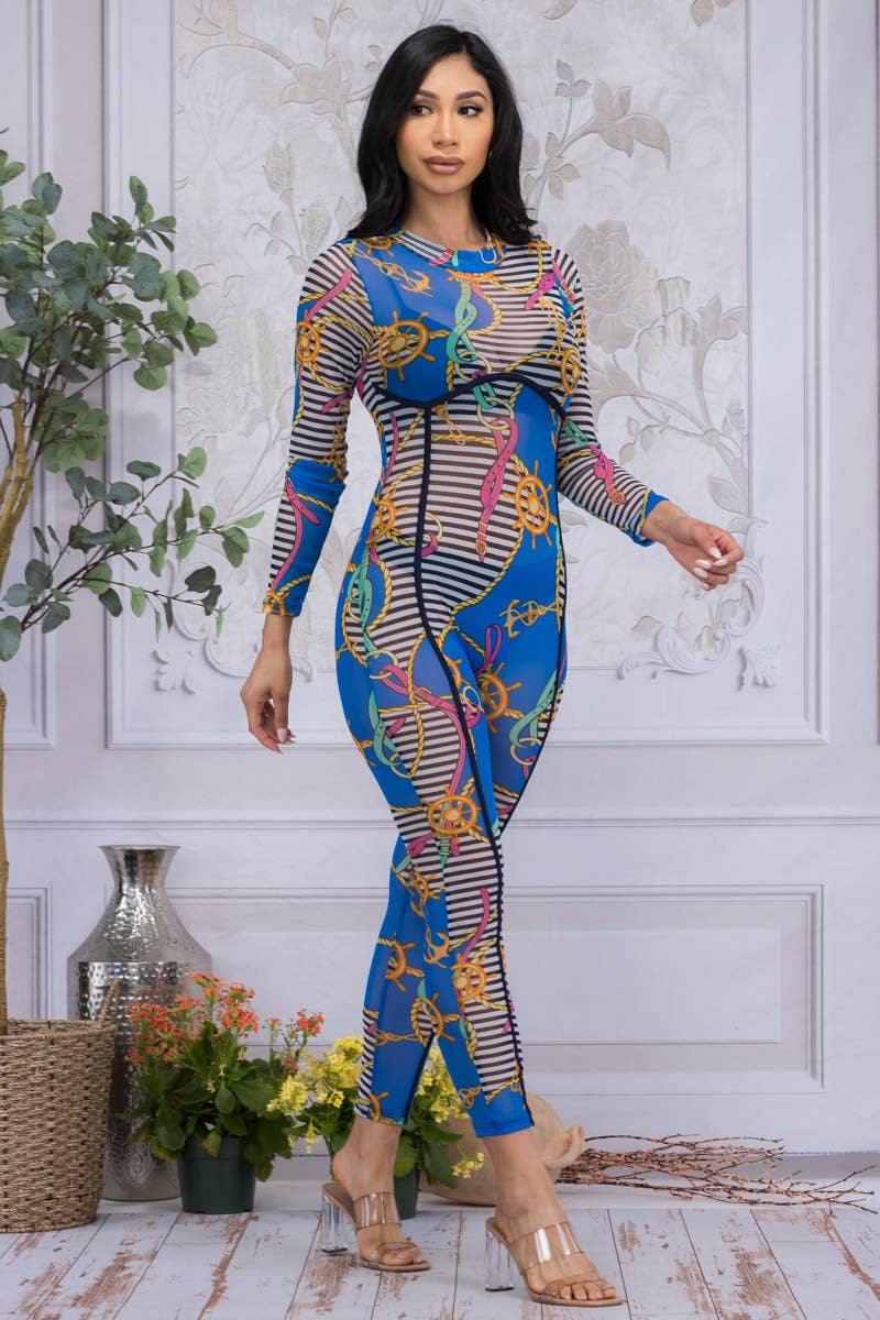 Mesh Long Sleeve Catsuit