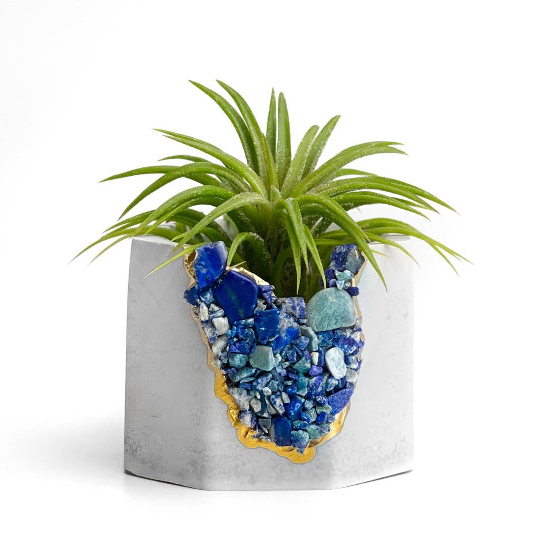 Lapis Lazuli Geode Planter | Air Plant Holder, Succulent Pot