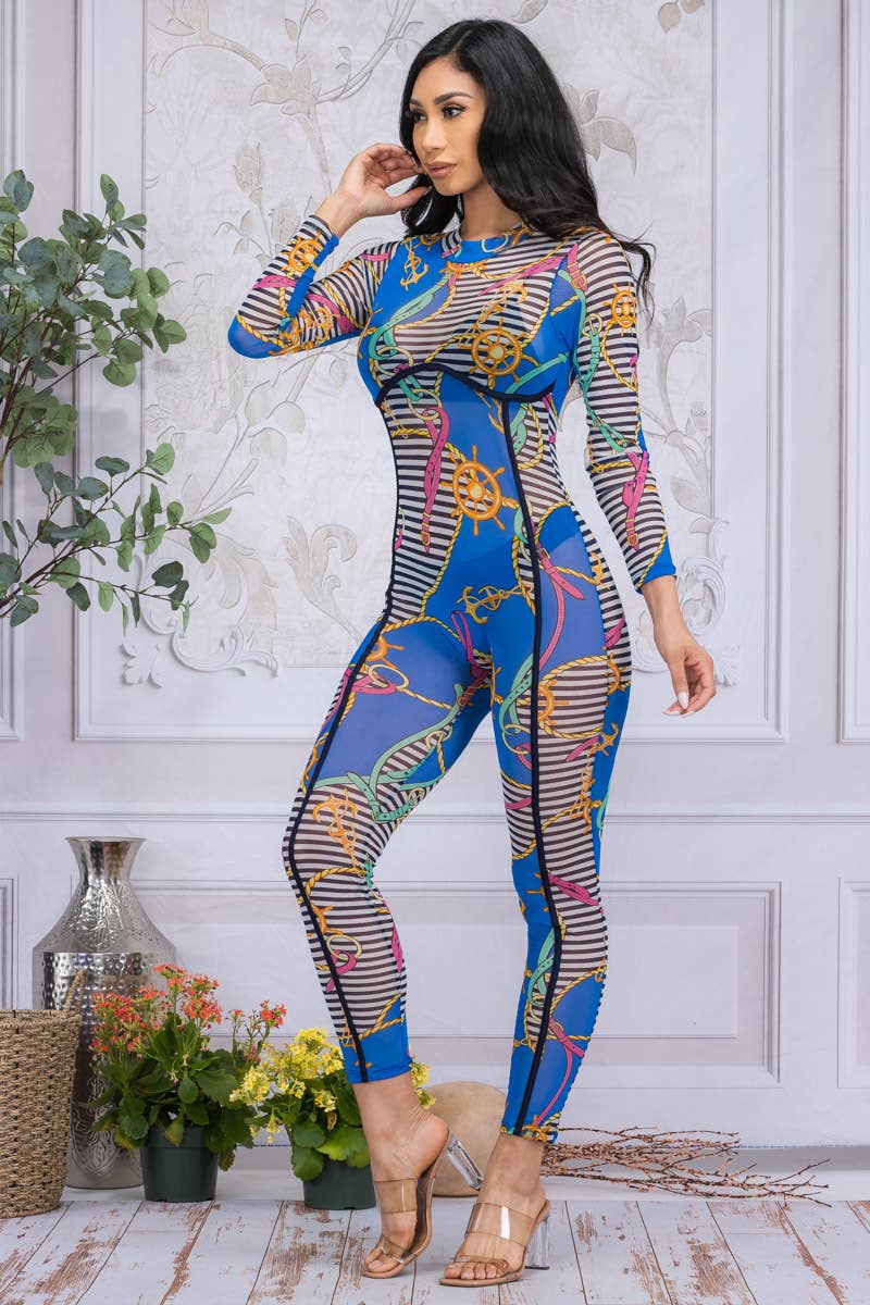 Mesh Long Sleeve Catsuit