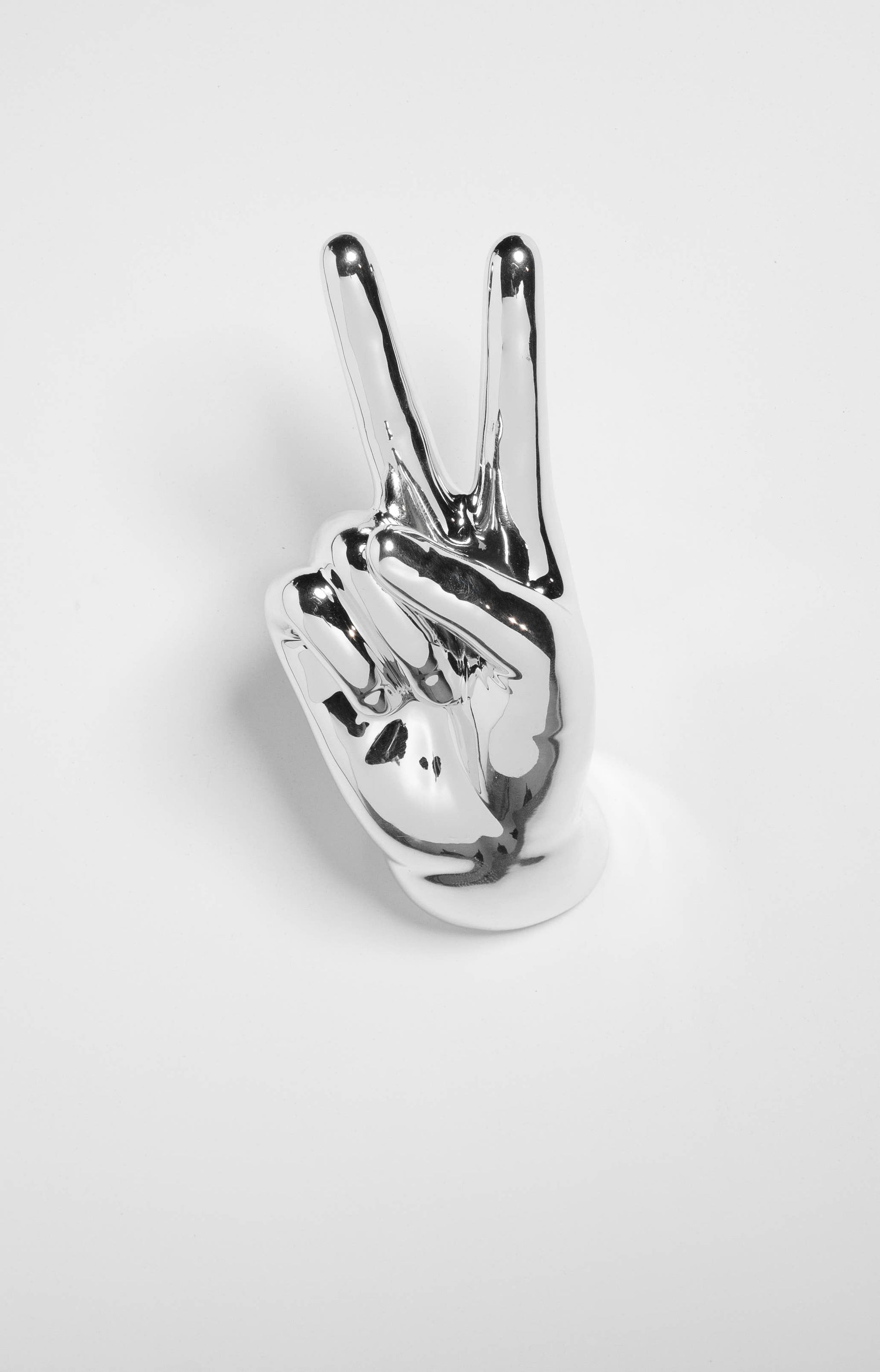Silver Peace Hand Wall Mounted hook sculpture - 9" tall