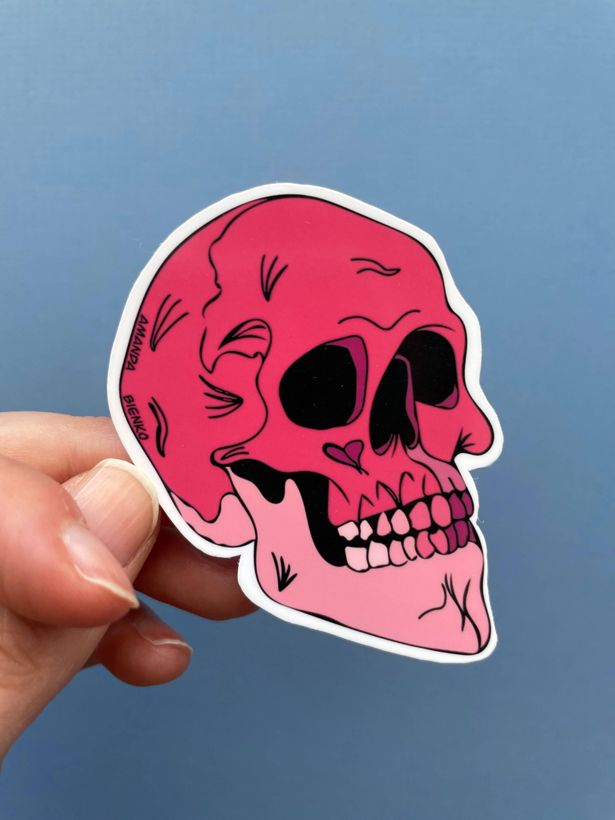 Goth Punk Feminist Pink Skull Sticker/Magnet