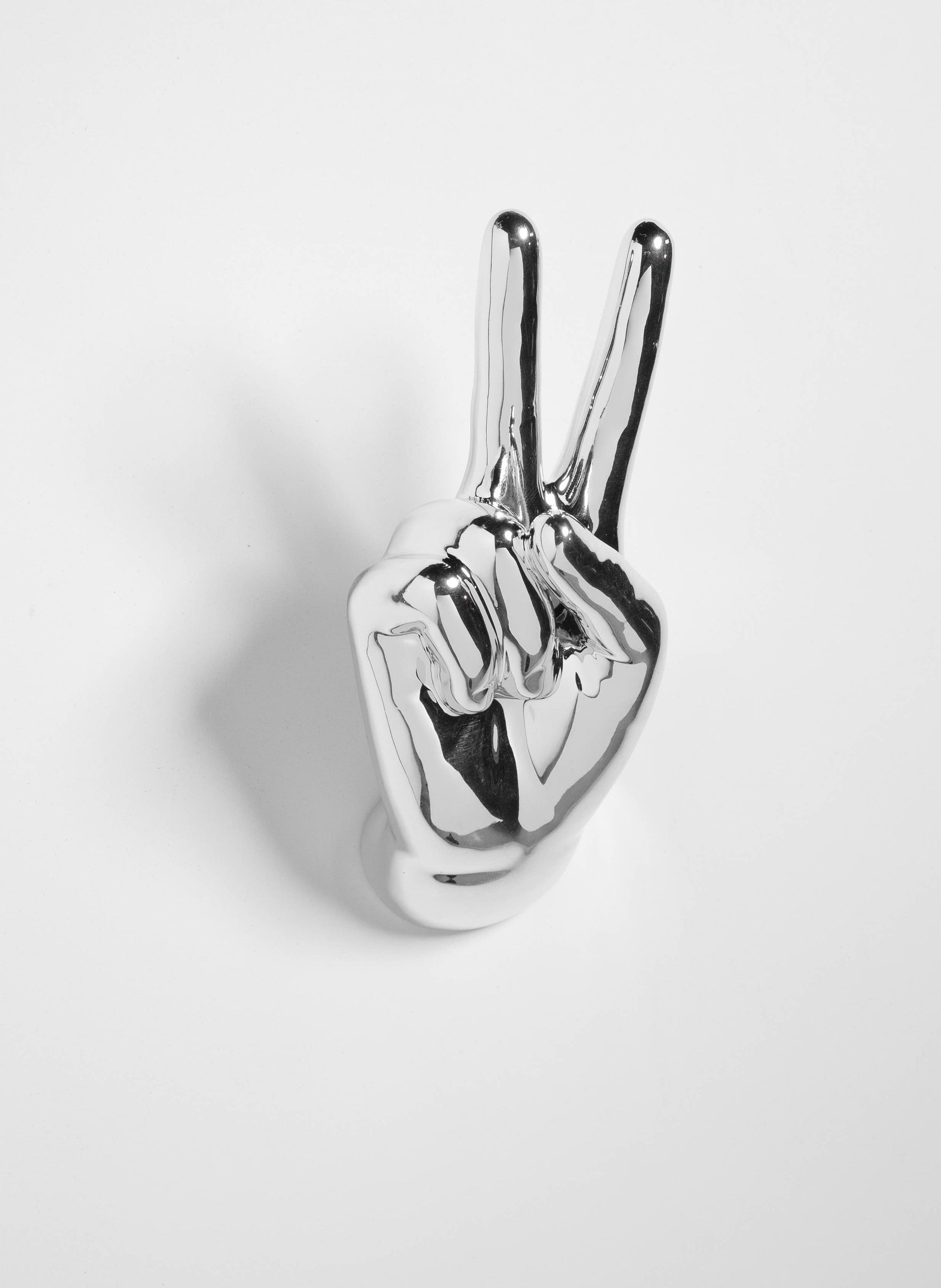 Silver Peace Hand Wall Mounted hook sculpture - 9" tall