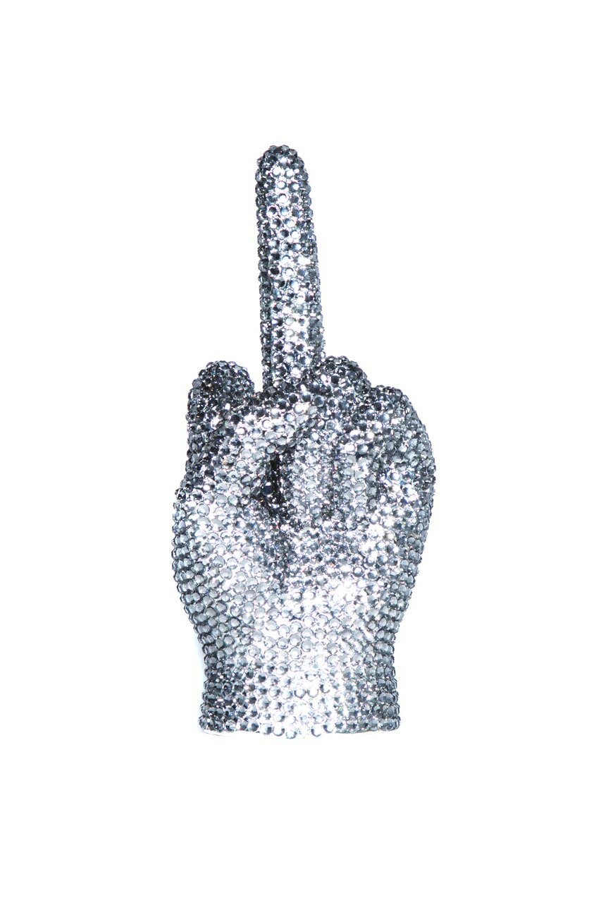 Rhinestone Middle Finger Tabletop - 9" tall