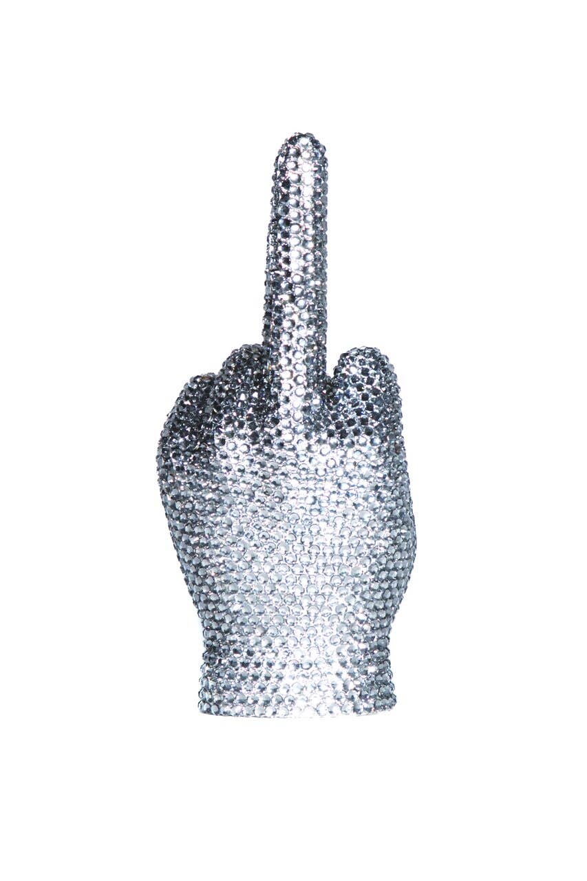 Rhinestone Middle Finger Tabletop - 9" tall
