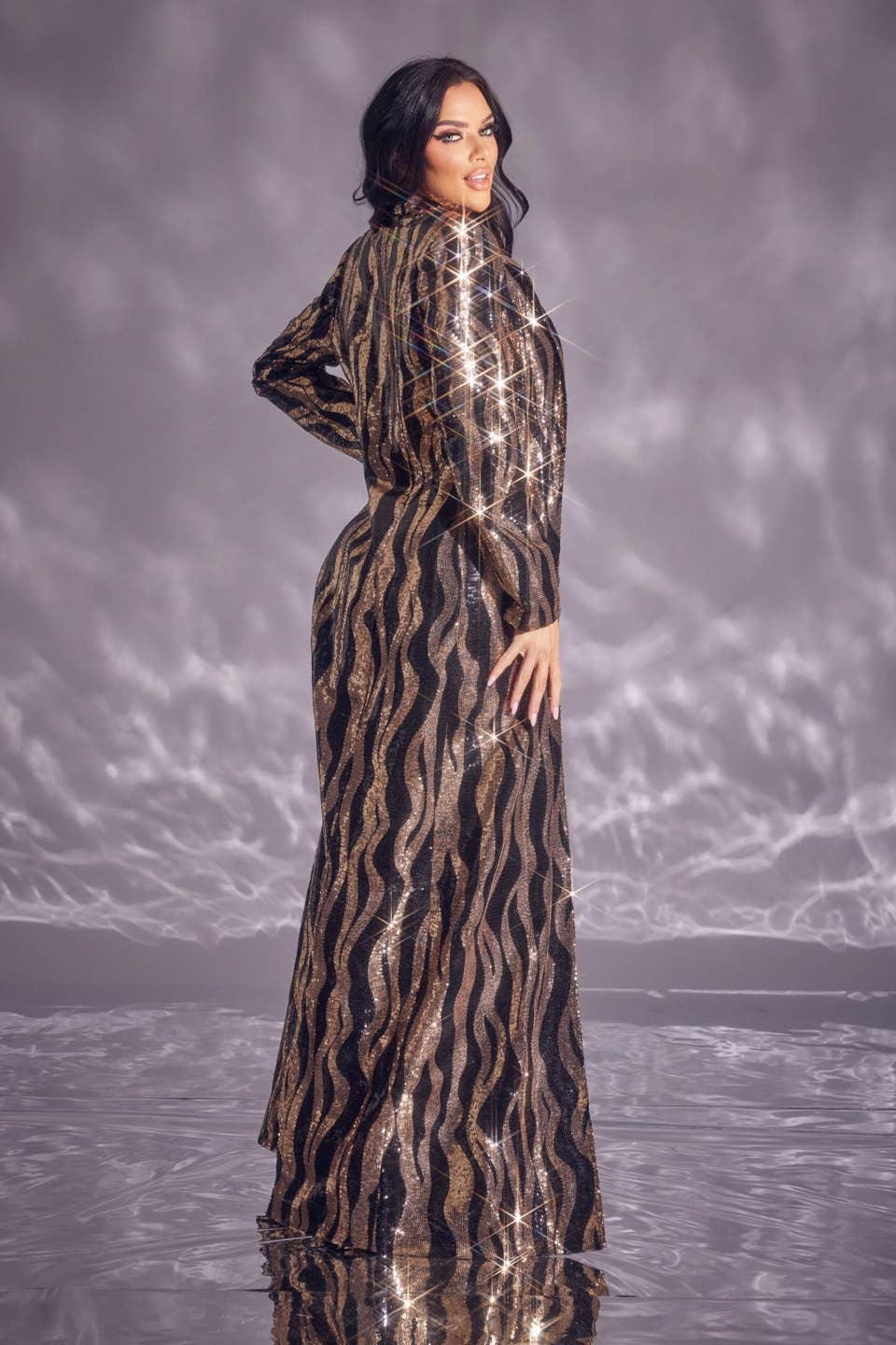 Sequin Zebra Print Jacket Gold/Black
