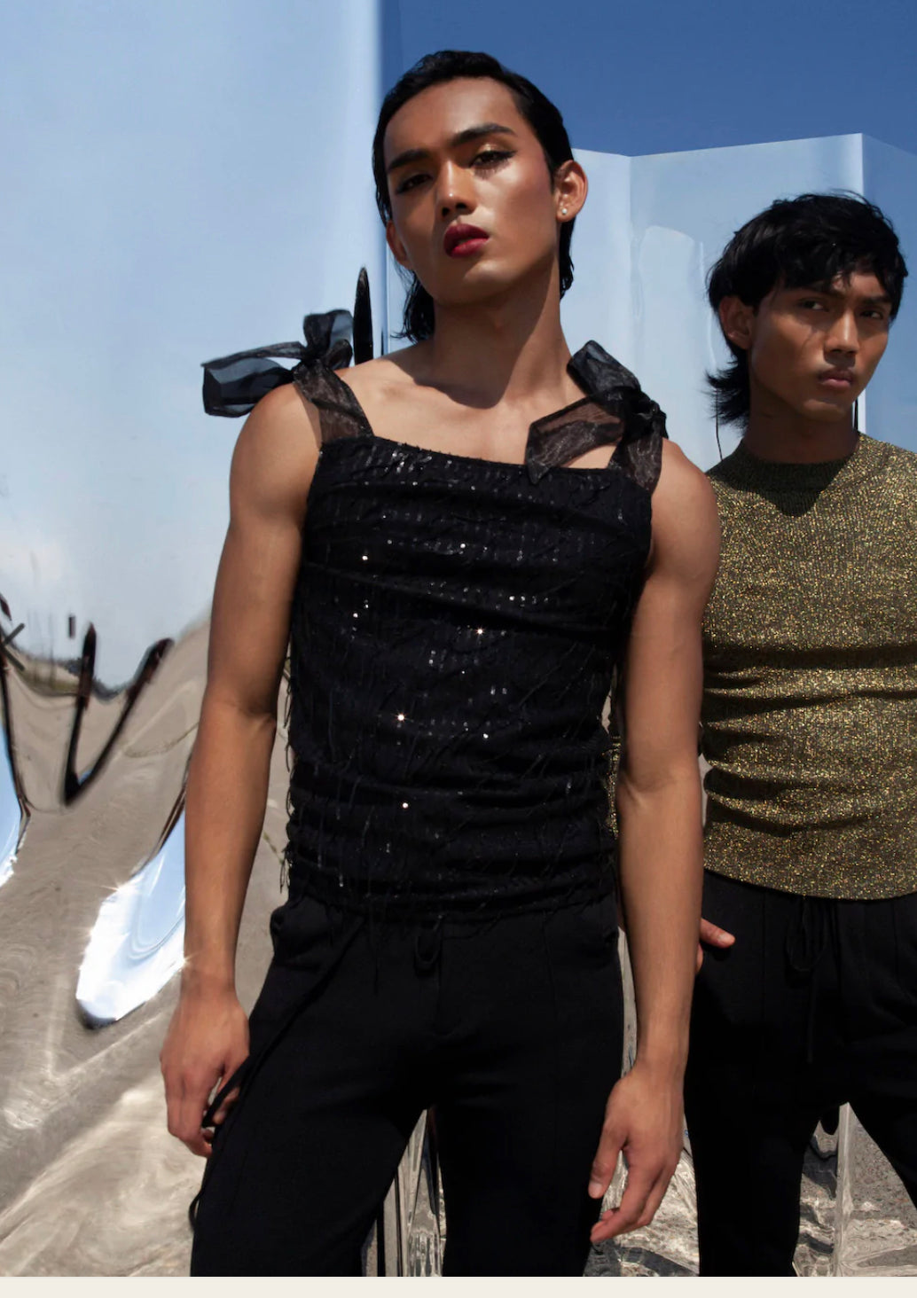 Fang Bow Sequin Tank