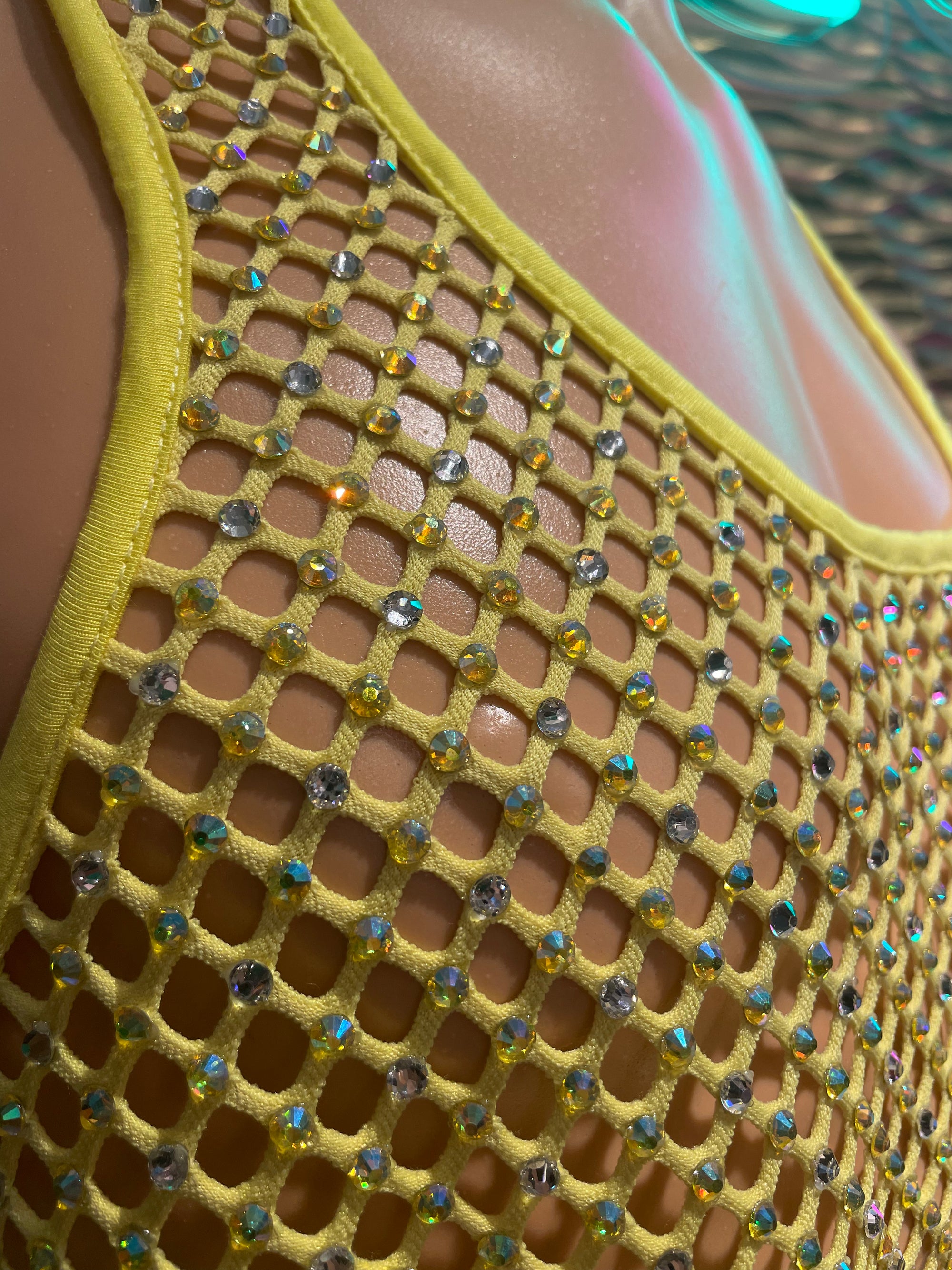Rhinestoned Mesh Tank Top
