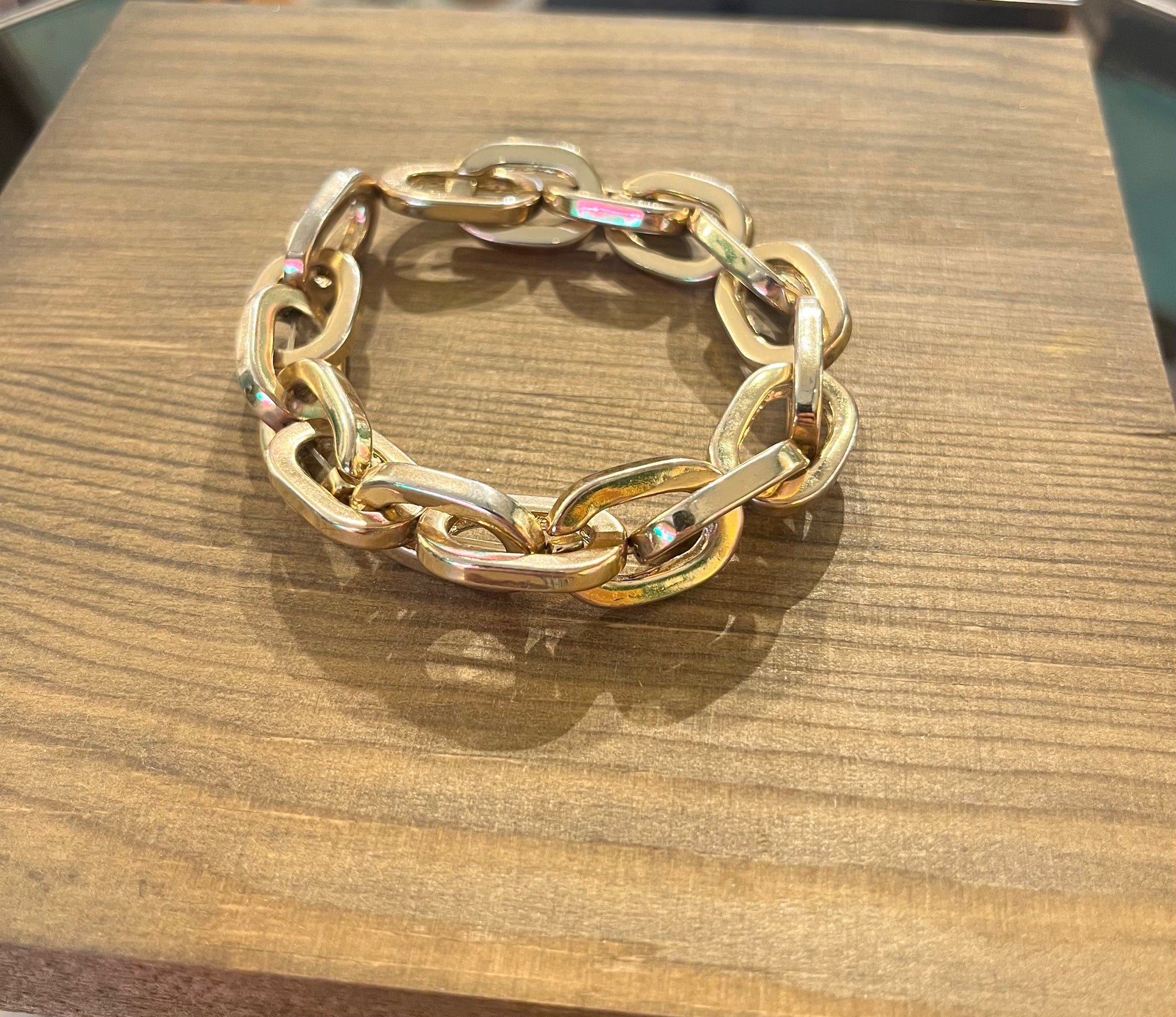 Link chain brass plated bracelet